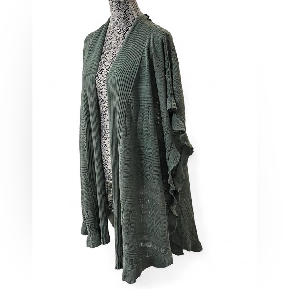 BloomChic Olive Open-Front Ribbed Knit Cardigan - Picture 6 of 8